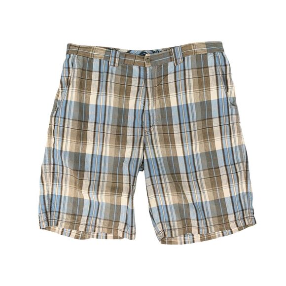 Tommy Bahama Shorts Mens 38 Multi Silk Linen Blend Plaid Breathable Bermuda - Picture 1 of 10